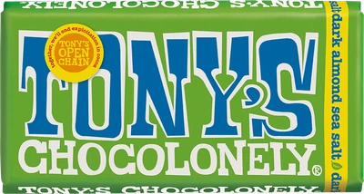 Шоколад темный Tony's Chocolonely с миндалем и морской солью, 180г (Нидерланды)