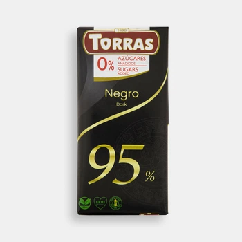 Черный шоколад Torras 95%, без сахара и глютена, 75г (Испания)