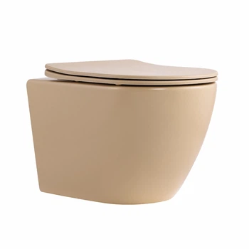 Унитаз подвесной Qtap Robin Ultra Quiet 520×365×340 мм, Beige, с сиденьем Slim Duroplast / Soft-close / Quick Release