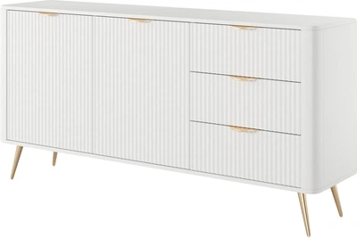 Комод Perfect Home Lante 2D3S/163 81.2x163.2x38 см, 2-дверний, 3 шухляди, золоті ніжки Білий (000012377613)