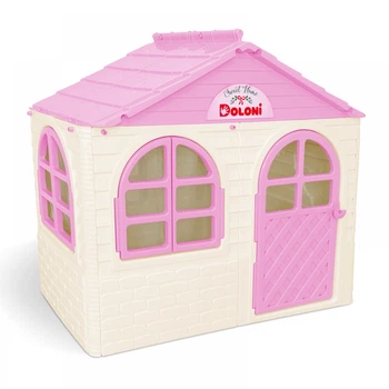 Игровой домик Doloni Toys со шторками, бело-розовый 02550/14