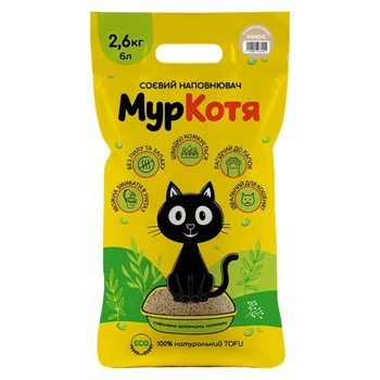 Соєвий наповнювач для котячого туалету МурКотя кокос, 2,6 кг/6 л