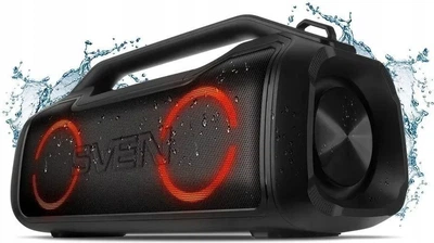 Портативная Bluetooth колонка SVEN PS-390 Black 50 Вт, IPX5, TWS, RGB подсветка, Power Bank, USB Type-C, MicroSD