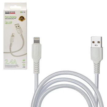 Кабель Borofone BX116W USB - Lightning 2.4А, 1м, White