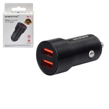 Автомобільний зарядний пристрій Borofone BZ19 2xUSB-A 5V/2.4A Black