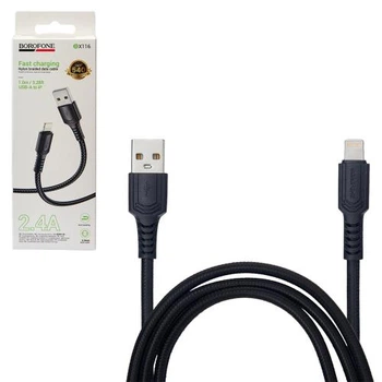 Кабель Borofone BX116BK USB - Lightning 2.4А, 1м, Black