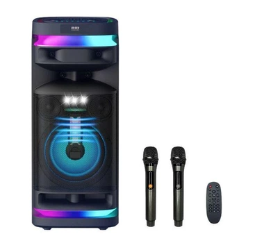 Переносная Bluetooth колонка Temeisheng 1028E-D12 с микрофонами и пультом 300 Вт 12" 2*4"
