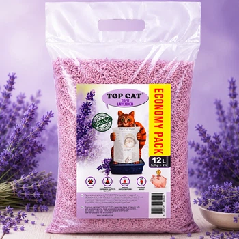 Наповнювач для котячого туалету Economy Pack Top Cat Tofu соєвий Тофу з ароматом Лаванда 12 л / 5,6 кг, зроблено в Україні UA