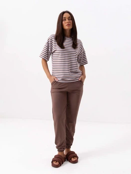 Пижама (футболка + шорты) женская хлопковая BARWA garments 0397/398 S Шоколадная (2113973981158)