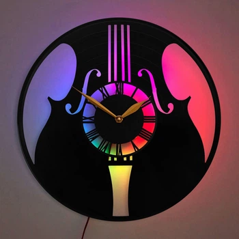 Настенные часы Скрипка Violin с LED-подсветкой классическая музыка струнный инструмент музыкант музыкальный декор