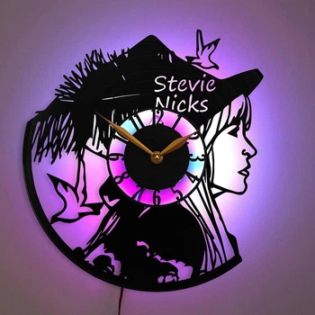 Настенные часы Stevie Nicks Стиви Никс с LED-подсветкой рок музыка певица музыкант музыкальный декор
