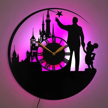 Настенные часы Disney Дисней с LED-подсветкой Walt Disney Уолт Дисней Mickey Mouse Микки Маус сказочный замок тематический декор
