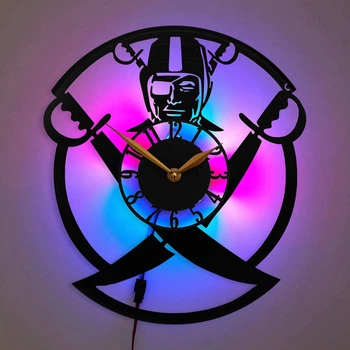 Настенные часы Las Vegas Raiders Лас-Вегас Рейдерс с LED-подсветкой NFL американский футбол спортивный декор