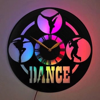 Настенные часы Dance Танцы с LED-подсветкой хип-хоп брейк-данс балет танцоры спортивные танцы танцевальный декор