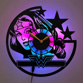 Настенные часы Wonder Woman Чудо-женщина с LED-подсветкой DC Comics супергероиня амазонка тематический декор