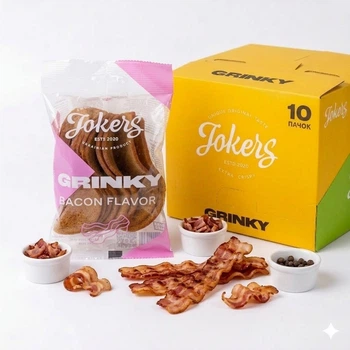 Ящик грінок ШоуБокс житньо-пшеничні Jokers зі смаком Бекону, 90 г