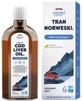 Tran Osavi Norweski Omega‑3 1000 mg płyn 250 ml Cytryna (5904139922842)