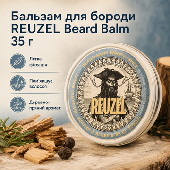 Бальзам для бороды Reuzel Beard Balm Wood&Spice 35 г увлажнение, смягчение, легкая-средняя фиксация и контроль формы бороды