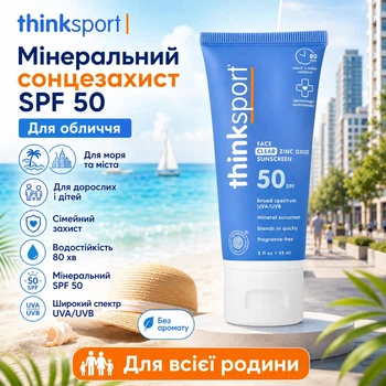 Солнцезащитное средство для взрослых и детей Think Thinksport SPF 50+ для города и пляжа 59 мл