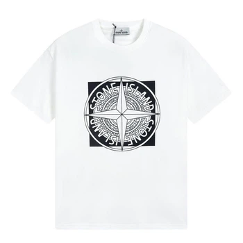 Чоловіча літня футболка Stone Island з принтом XL біла (MCF10004)