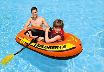 Човен надувний Intex 58329 «Explorer 100» (36*84*147 см, дитячий, гребний, одномісний, двокамерний, надувне дно, до 55 кг)