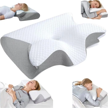 Ортопедическая подушка для шеи против храпения и боли Sleep Apnea Pillow Серая