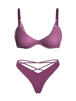 Комплект белья Victoria's Secret Push-Up бюст и трусики тонг 1159864935 (Фиолетовый 32B/XS)