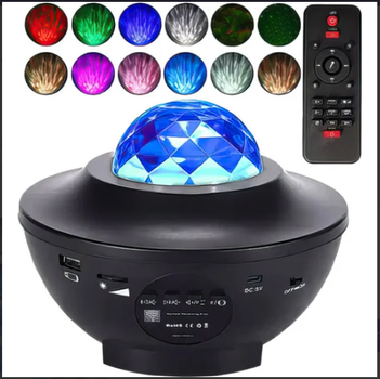 Лампа-проєктор зоряного неба LED RGB з Bluetooth колонкою та пультом ДК, диско-куля для дому, вечірок і дитячої кімнати