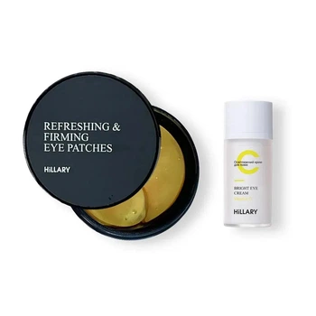 Набор Hillary для освежения зоны вокруг глаз: Патчи Hillary Vitamin C Refreshing & Firming Eye Patches, 60 шт + Крем для век Hillary Vitamin C Bright Eye Cream, 15 мл
