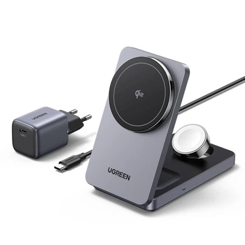 Беспроводное зарядное устройство зарядка UGREEN MagFlow Qi2 Induction Charger для iPhone 3 в 1 25W (W707)
