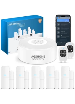Сигнализация WiFi 120 дБ 8-в-1 с датчиками и пультами Smart Life/Tuya белый AGSHOME