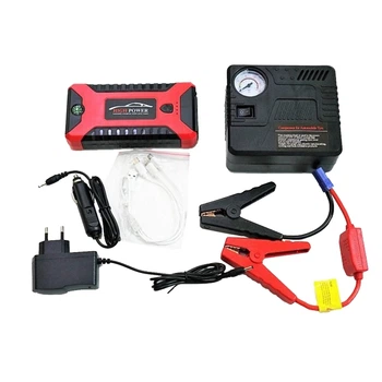 Пускозарядное устройство красное JUMP STARTER JX27 WITH PUMP 99800 мАч • Автомобильный стартовый блок с компрессором и зарядкой 55794/59