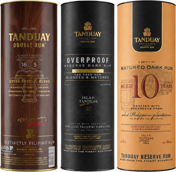 Набор рома Tanduay Double Rum 0.7л 40% + Overproof Reserve Dark Rum 0.7л 50.5% + 10 yo 0.7л 40% (1021244264200)