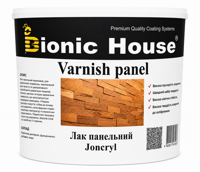 Лак панельний для дерева Joncryl Varnish panel Bionic-House, Безбарвний, Напівматовий, 0,8 л