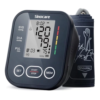 Автоматичний електронний тонометр Sinocare на плече з великим 3.6" LCD-екраном та універсальною манжетою 22-42 см, висока точність виміру, живлення батерейкок ААА та Type-C, плечевий тонометр, вимірювач тиску - Уцінка