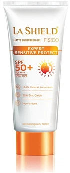 SPF 50+ Мінеральний матуючий сонцезахисний гель з оксидом цинку для чутливої шкіри La Shield Fisico SPF50+ PA+++ UVA-UVB Matte Sunscreen Gel 50 г | Glenmark