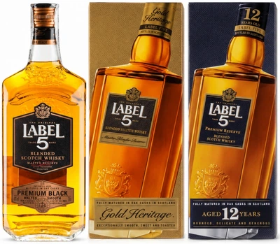 Набір віскі Label 5 Premium Black 0.7 л 40% + Gold Heritage 0.7 л 40% + 12 yo 0.7 л 40% (1021244264217)