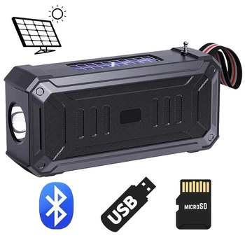 Bluetooth-колонка с аккумулятором + FM радио, солнечная панель. MP3-плеер USB / microSD, фонарик. BDL-103