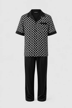 Чоловіча шовкова піжама BOBRAND "Black and White" - M