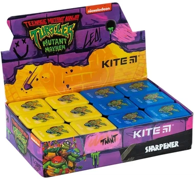 Набор точилок для карандашей Kite TMNT Mutant Mayhem с контейнером ассорти цветов 24 шт (NT24-116)
