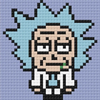 Алмазная мозаика мини Рик и Морти Рик Санчез Rick and Morty Rick Sanchez 10х10 см