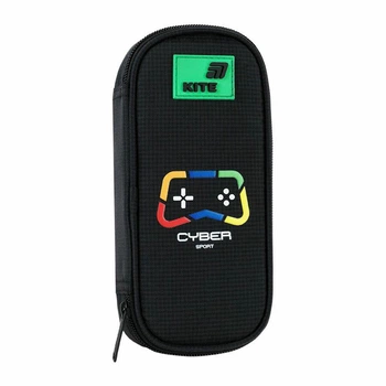 Пенал Kite Cyber "Ігроманія" 21х8.5х4.5 см 1 отделение + органайзер прямоугольный на молнии черный (K26-662-6)