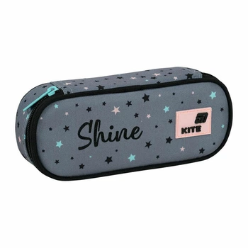 Пенал Kite Shine "Зірки" 22х8.5х4.5 см 1 відділення з внутрішньою кишенею + органайзер прямокутний на блискавці сірий (K26-599-11)