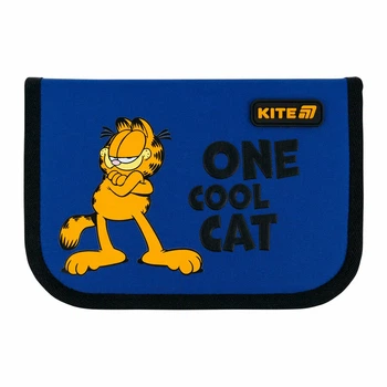 Пенал Kite Garfield "Кот Гарфилд" 20.5х14х4 см 1 отделение с 1 отворотом каркасный на молнии синий (GF26-621)