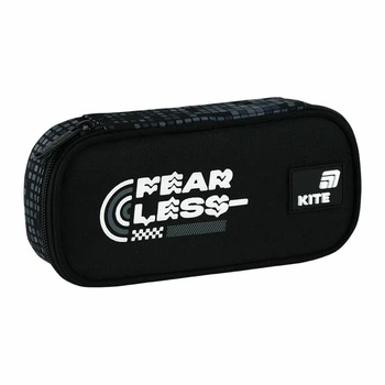 Пенал Kite "Fearless" 21х8.5х5 см 1 відділення + органайзер прямокутний на блискавці чорний з сірим (K26-662-4)
