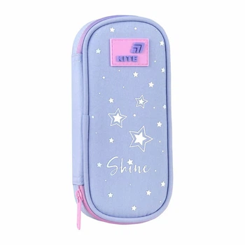 Пенал Kite Shine Star "Зірки" 21х8.5х5 см 1 відділення + органайзер прямокутний на молнії фіолетовий з рожевим (K26-662-16)