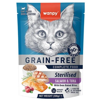 Сухой корм для стерилизованных кошек Wanpy Sterilized Cat Grain Free Salmon & Tuna Ванпи беззерновой с лососем 500г