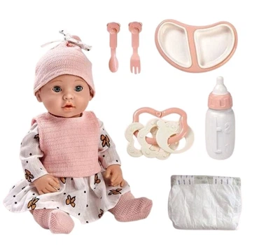 Пупс Baby Doll , висота:40 см, пустушка, закриває очі, пляшечка, посуд, в коробці Без Бренду W16 T-06 C