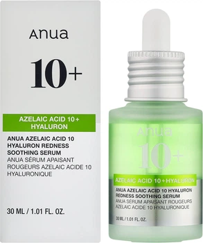 Заспокійлива сироватка для обличчя Anua Azelaic Acid 10 Hyaluron Redness Soothing Serum з азелаїновою кислотою 10% та гіалуроновою кислотою, 30 мл