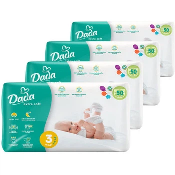 Подгузники Dada Extra Soft Размер 3 MIDI (4-9 кг) 4 упаковки по 50 шт (200 шт) (4820174989545)